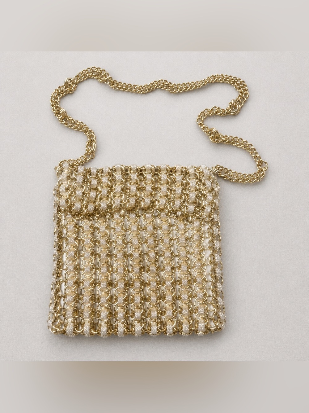 Vintage Walborg 1960’s Metallic Interlocking Gold Purse Inspired by Paco Rabanne